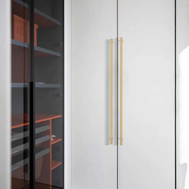 鋁合金拉手櫃門加長拉手抽屜櫥櫃衣櫃門把手單孔黑色金色五金拉手