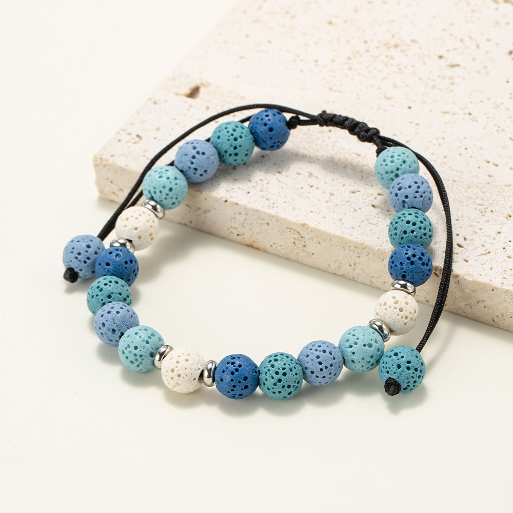 Casual Simple Style Geometric Volcanic Rock Drawstring Bracelets In Bulk display picture 46