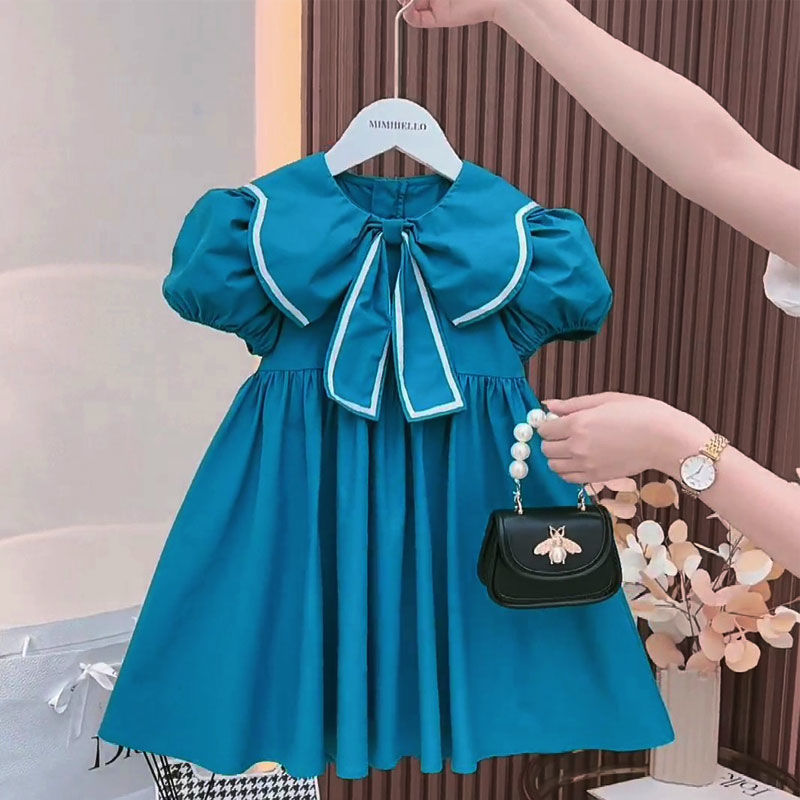 Girls Dress Summer Pure Cotton Fashionable Korean Style New Summer Super Fairy Princess Dress Baby Girl Short-Sleeved Dress Summer