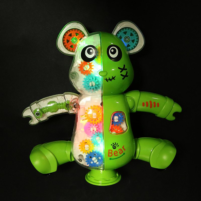 Transfronterizo comercio exterior eléctrico danza engranaje osos luz de música 360 rotación de dibujos animados osos juguetes para niños y niñas al por mayor