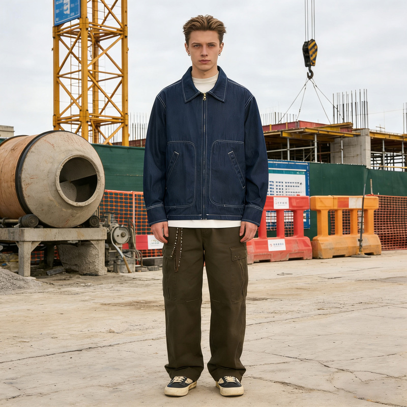 OKONKWO Men's Commemorative Edition Solid Color Travel Jacket TOUR JACKET Yokosuka Denim Jacket Coat