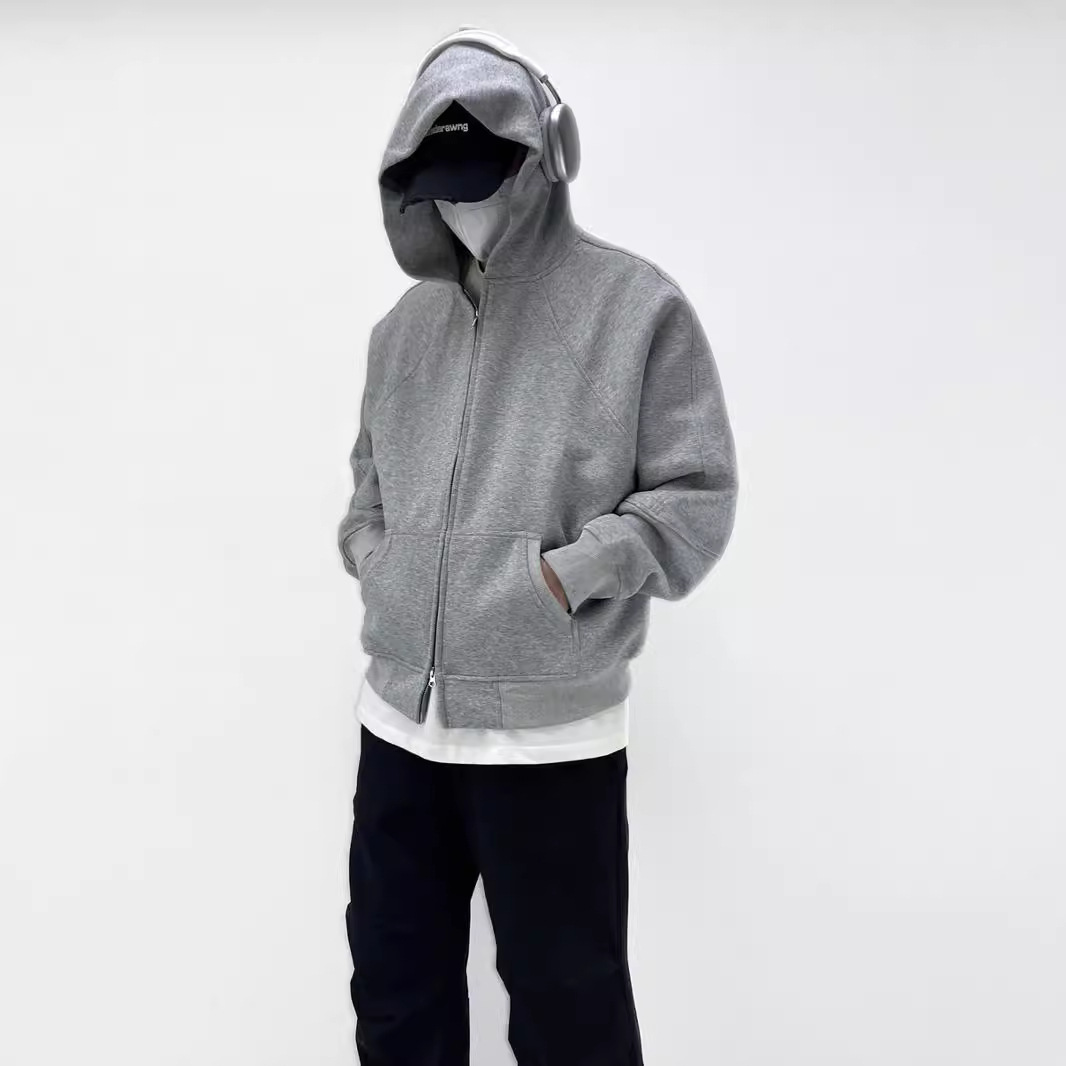 アメリカのファッションブランドのcleanfitと帽子のパーカーの男性の春と秋の新型の重いポンドのboxyの版の帽子のシャツの純色の上着