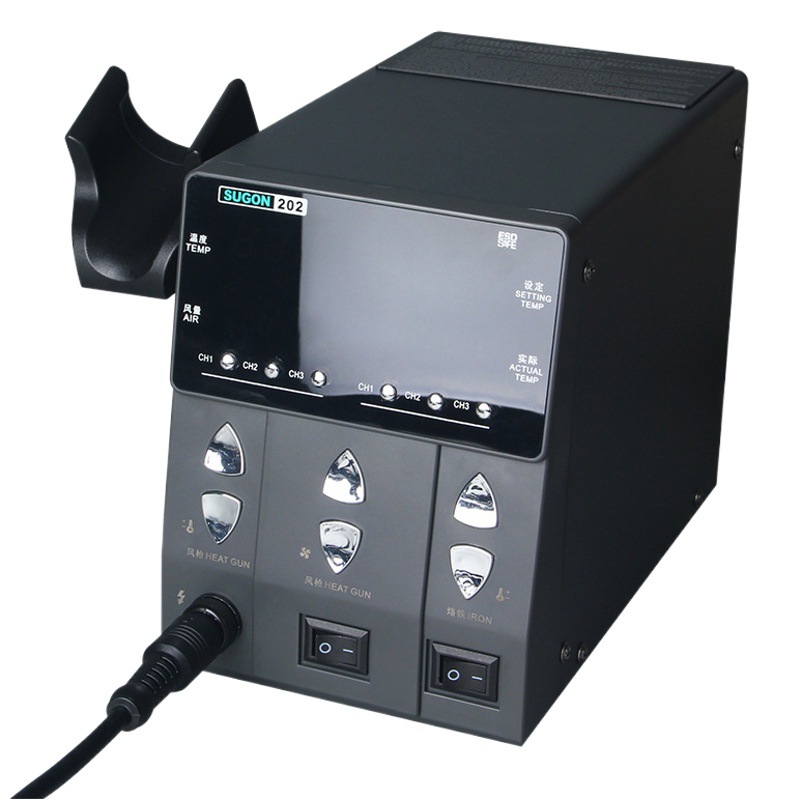 SUGON trabajador de velocidad 202 pistola de aire soldador dos en uno pantalla doble reparación de teléfonos móviles pistola de aire caliente Estación de soldadura de temperatura constante traje de combinación