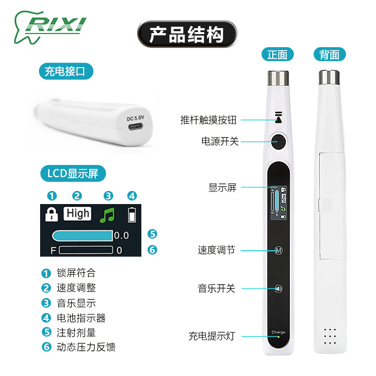 Instrumento de refuerzo dental mini instrumento de anestesia local electrónico indoloro inyector pantalla LED suministro exclusivo transfronterizo