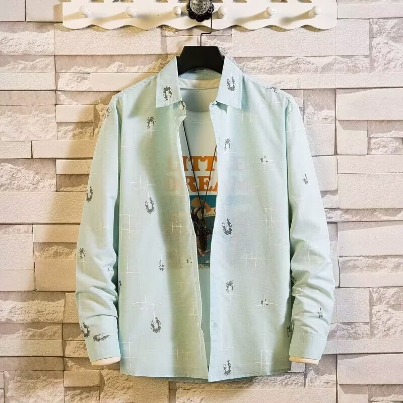 Men's long-sleeve shirt 2026 autumn thin trendy shirt for teenagers and students, personalized gradient shirt, stylish jacket Men's long-sleeve shirt 2026 autumn thin trendy shirt for teenagers and students, personalized gradient shirt, stylish jacket