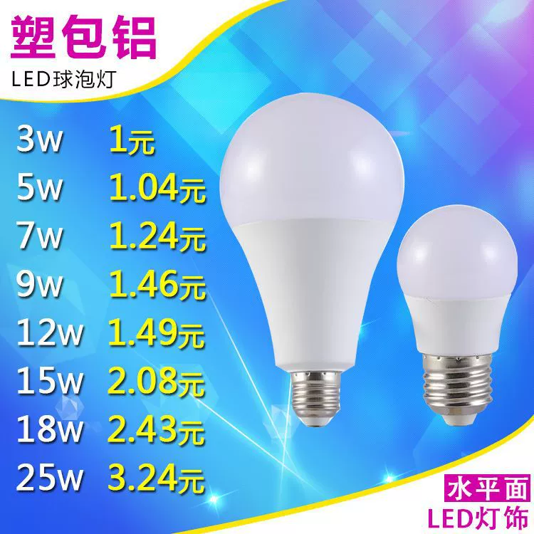 Горизонтальная Прямая продажа Светодиодная лампа с пластиковым покрытием алюминиевая лампа винт E27 супер яркое внутреннее бытовое энергосберегающее освещение