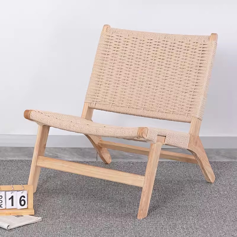 Nordic Ins Rope Sofa Chair Ash Rattan Chair Simple Balcony Solid Wood Casual Chair Single Sofa Chair
