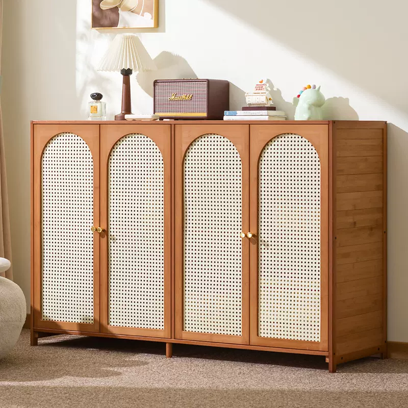 法式餐边柜藤编储物柜家用餐厅茶水柜置物柜厨房收纳柜子橱柜边柜