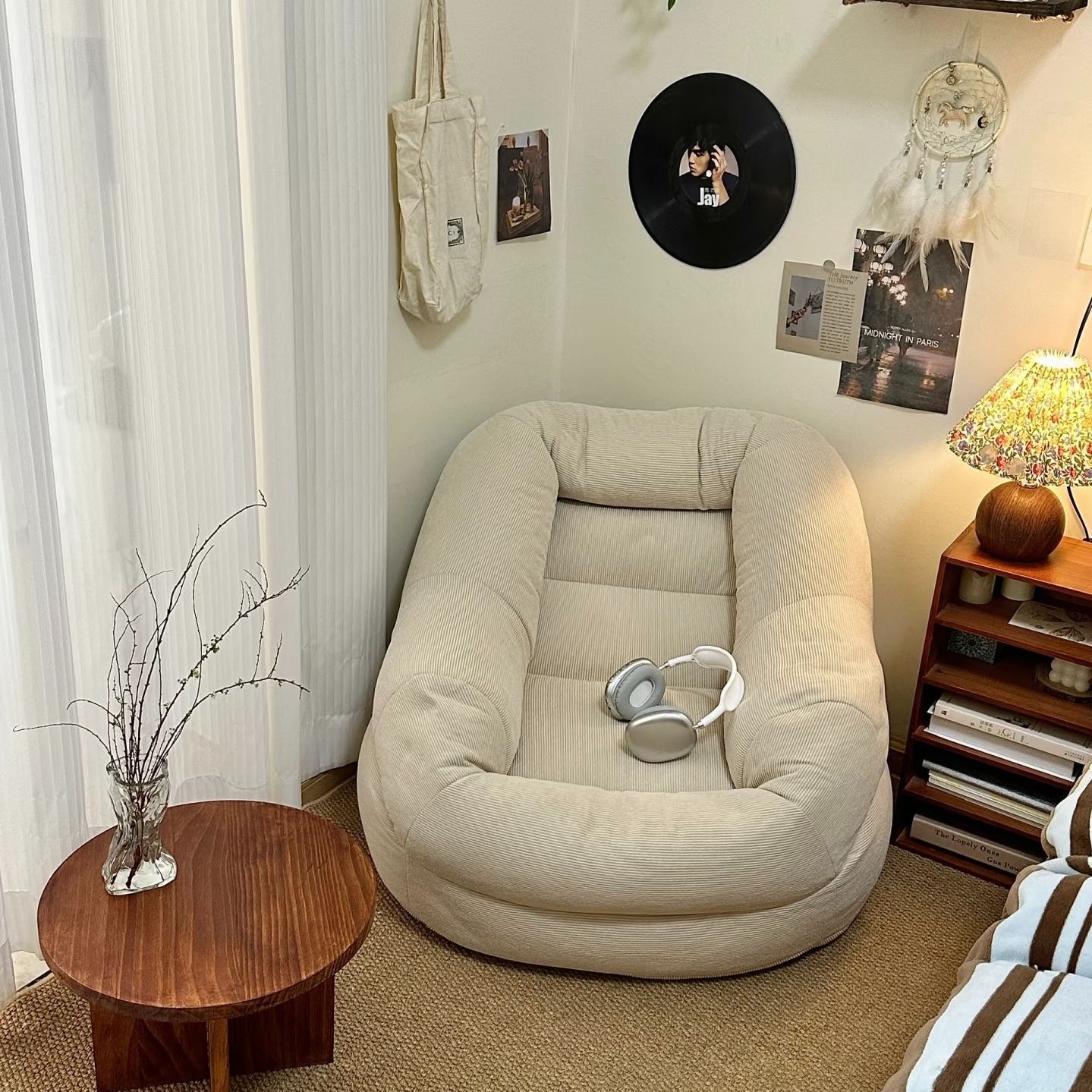 Lazy Nest Sofa Tatami Small Apartment Internet Celebrity Bedroom Living Room Balcony Single Leisure French Cream Sofa