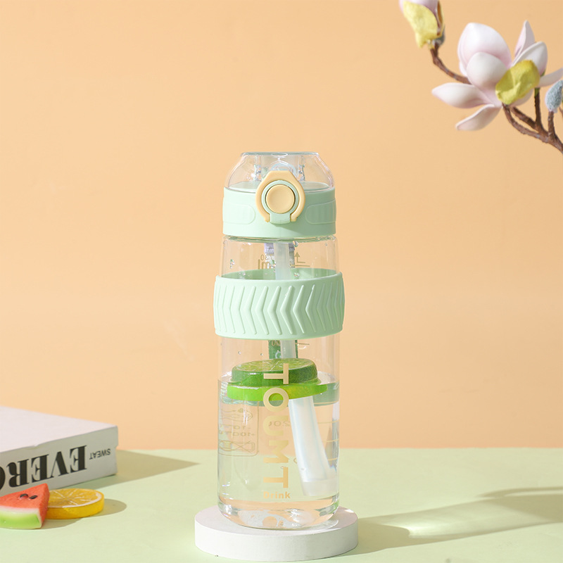 Vaso de plástico con escala, portátil, de gran capacidad, con cuerda para transportar, vaso deportivo para niñas, vaso de plástico de aspecto elegante para exteriores.