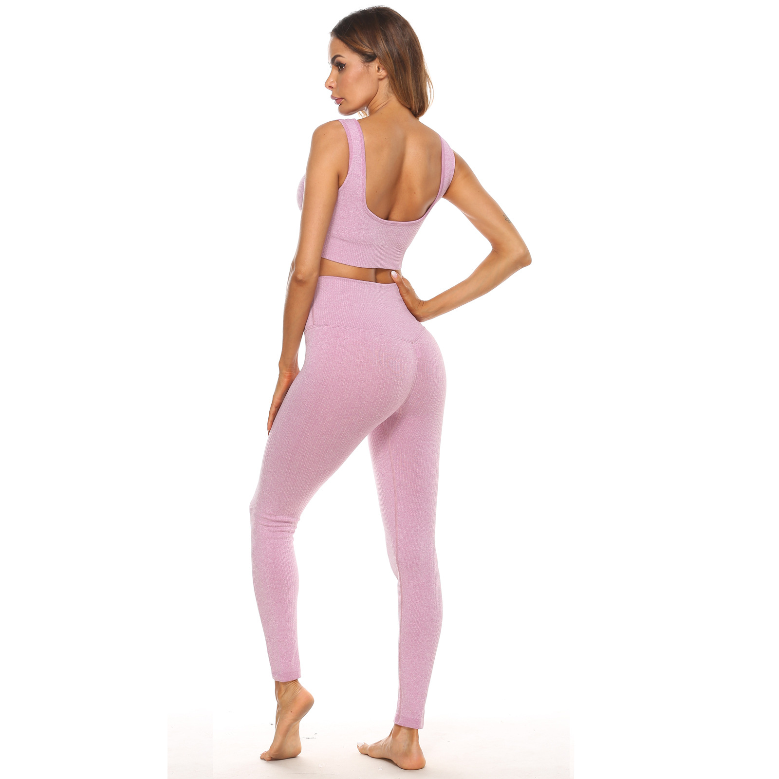 seamless vertical stripes bra high waist leggings high stretch yoga suit nihaostyles clothing wholesale NSZLJ81469