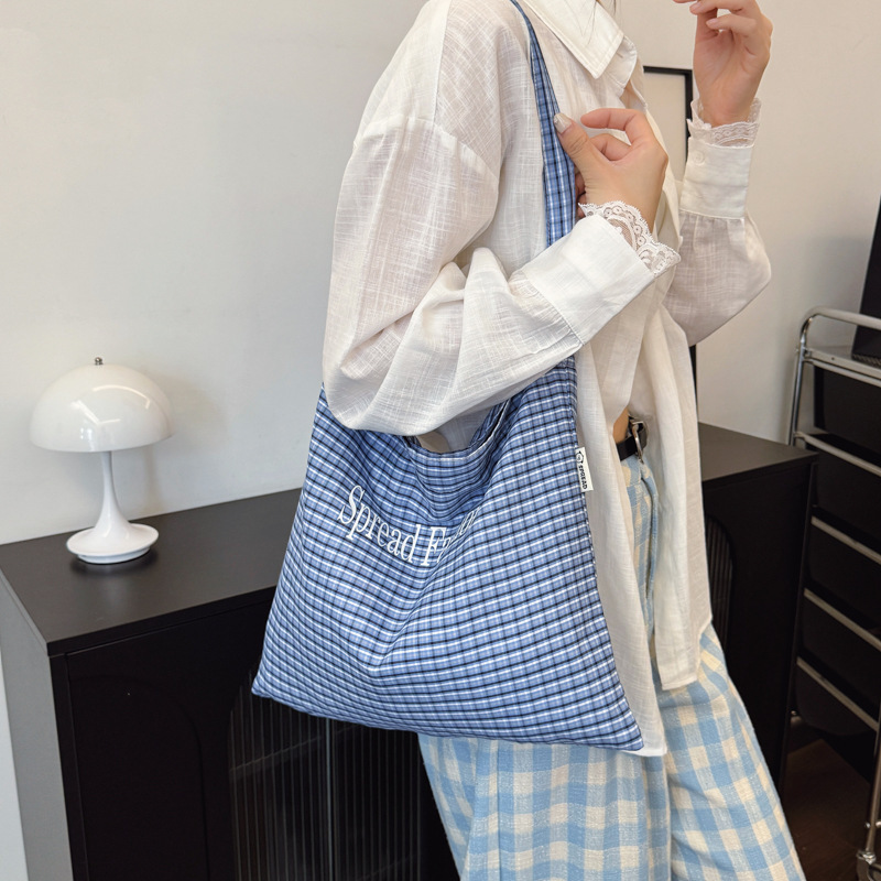 South Korea's Dongdaemun Spring and Summer New Designer Simple Printed Stripesd Canvas Bag Women's Ins Versatile Shoulder Bag