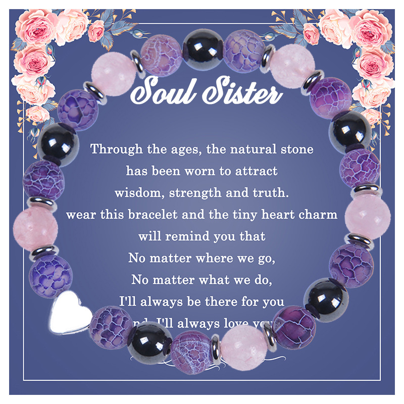 Retro Heart Shape natural stone Agate Beaded Bracelets 1 Piece