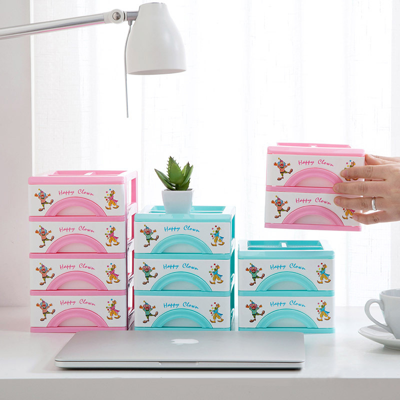 Girls drawer desktop storage box cosmetics storage plastic multi…