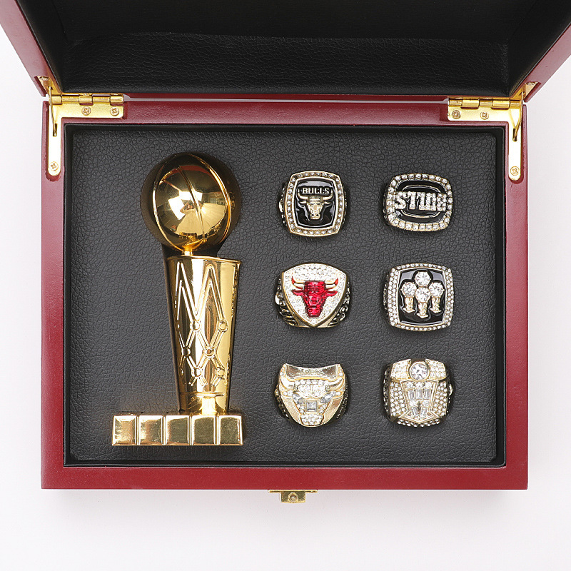 NBA Chicago Bulls Jordan 6-year championship ring with trophy wooden box suit basketball ring