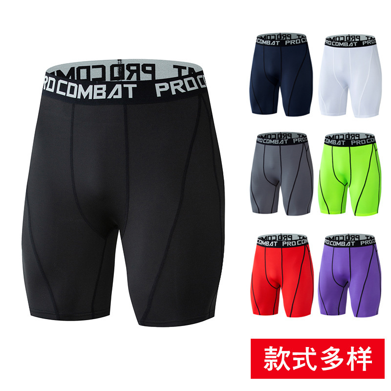 Men's Sports Tight Shorts Fitness Five-Point Pants Basketball Football Running Bottoming Compression Quick-Drying Pants in Stock