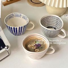 Ins style retro hand-kneaded irregular ceramic mug coffee cup oatmeal breakfast cup milk cup yogurt soy milk
