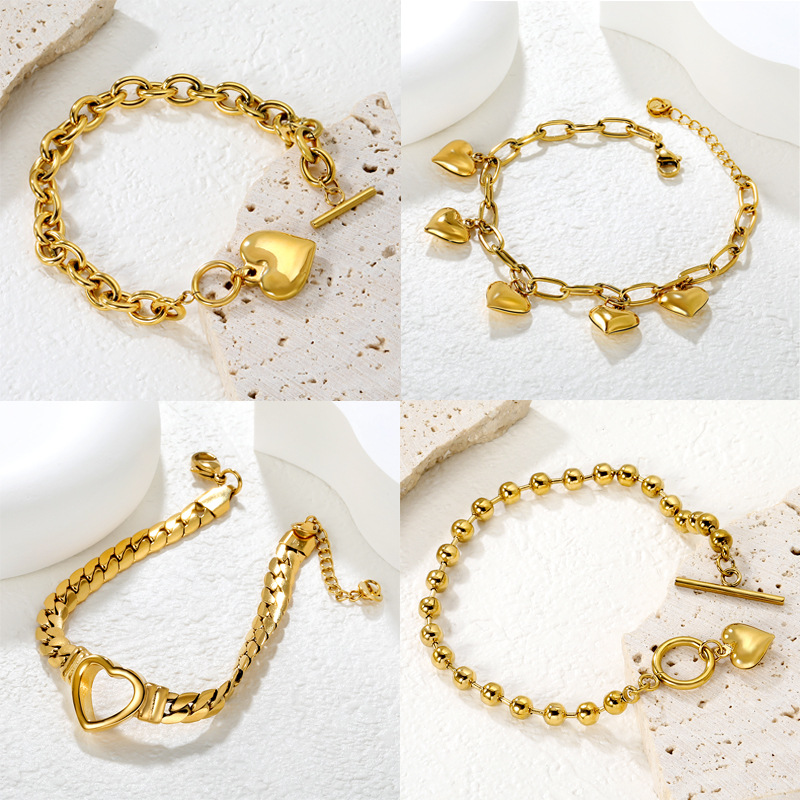 universal bracelet stainless steel heart shaped