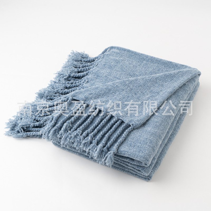 亚马逊雪尼尔搓须毯沙发毯办公室午睡毯子披肩毯装饰床搭流苏毯子|undefined