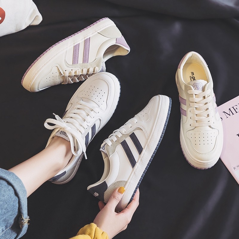 名将2021春季新款平底小白鞋女式透气休闲舒适低帮系带MJ-8768