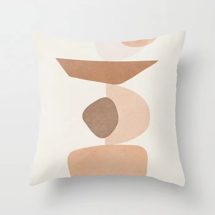 Funda De Almohada abstracta simple moderna funda de almohada de piel de melocotón geométrica simple funda de almohada de mediados de siglo