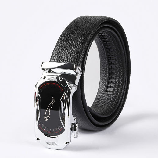 Cintura da uomo in pura pelle di vacchetta con fibbia automatica in pelle da uomo_voghion.com