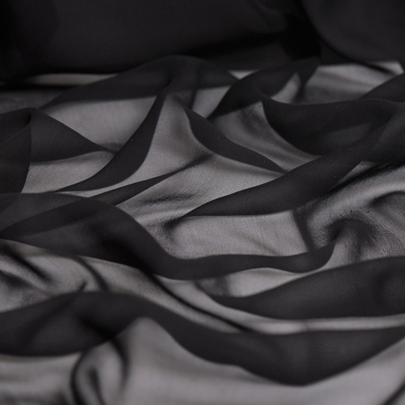 Oferta especial: Tela de georgette de seda Fangda, 8 momme, 114 cm de ancho, 100% seda de morera, tela negra para pijamas y antifaces.