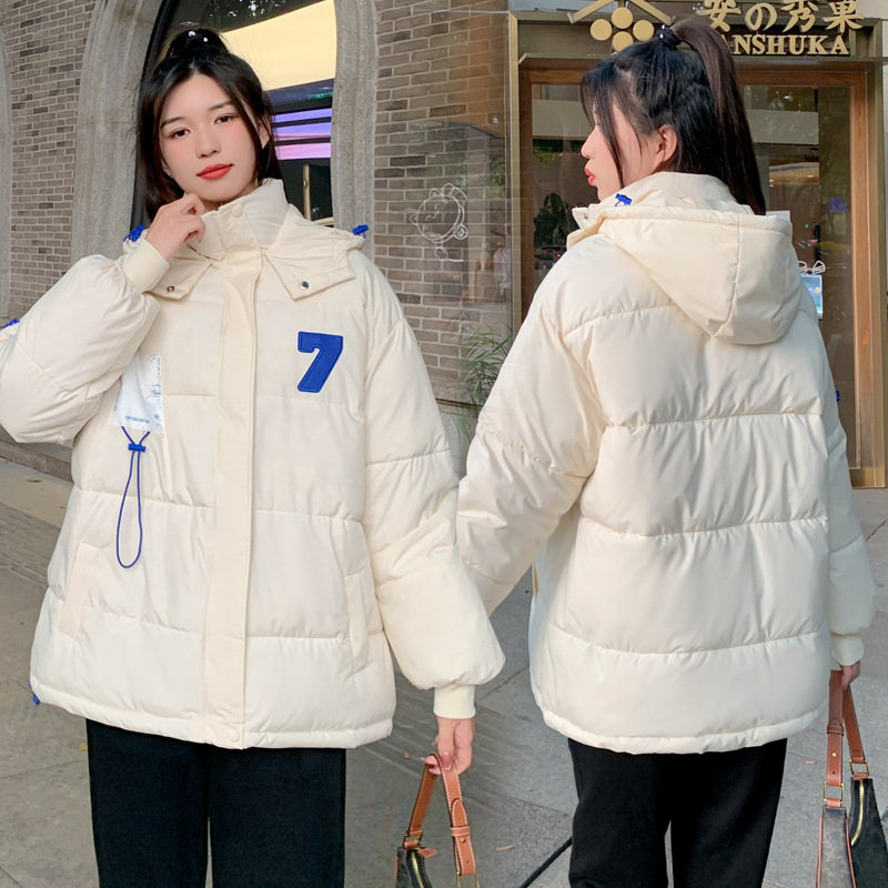Nueva chaqueta de algodón encapuchada de invierno hembra de 2025 ropa de pan coreana pequeña chaqueta de algodón grande suelta image 4