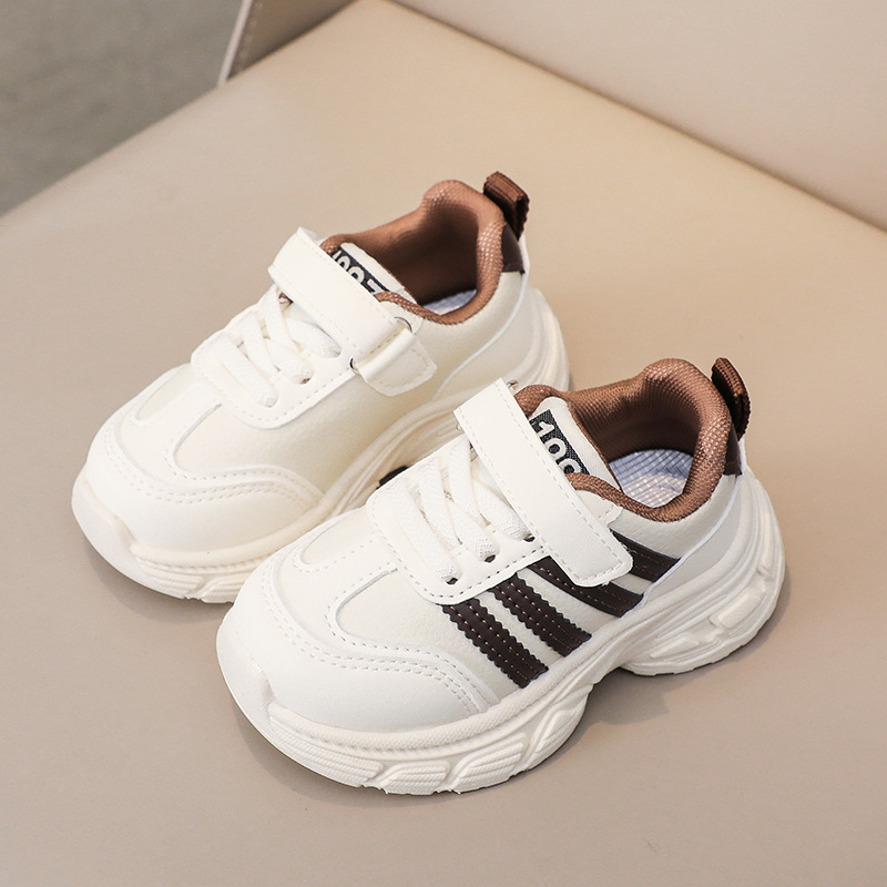 Chaussures en cuir épais pour enfants, style baskets blanches à semelle souple, pour filles de 1 à 6 ans et garçons, collection printemps_voghion.com