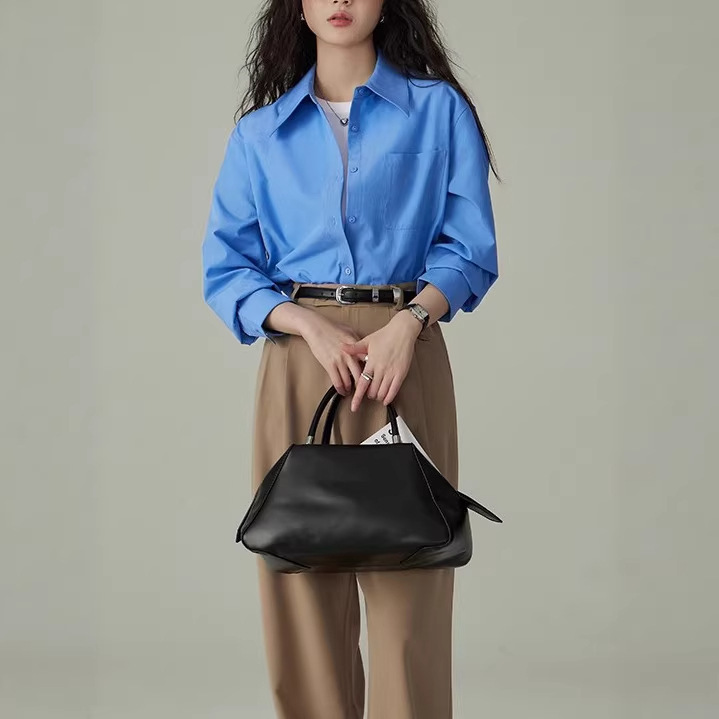 Shirts That Can Be Worn in All Seasons, Klein Blue French-Style Airy Professional Workwear Slightly Loose Long-Sleeved Shirts Shirts That Can Be Worn in All Seasons, Klein Blue French-Style Airy Professional Workwear Slightly Loose Long-Sleeved Shirts