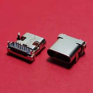 type-c母座 24p前插后贴 四脚插板DIP 板上型 无弹片 L=10.0mm
