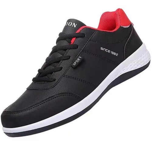Leather Men's Fashion Casual Sports Shoes Korean Style Trendy Walking Running Shoes Lazy Shoes Breathable Comfortable Shoes