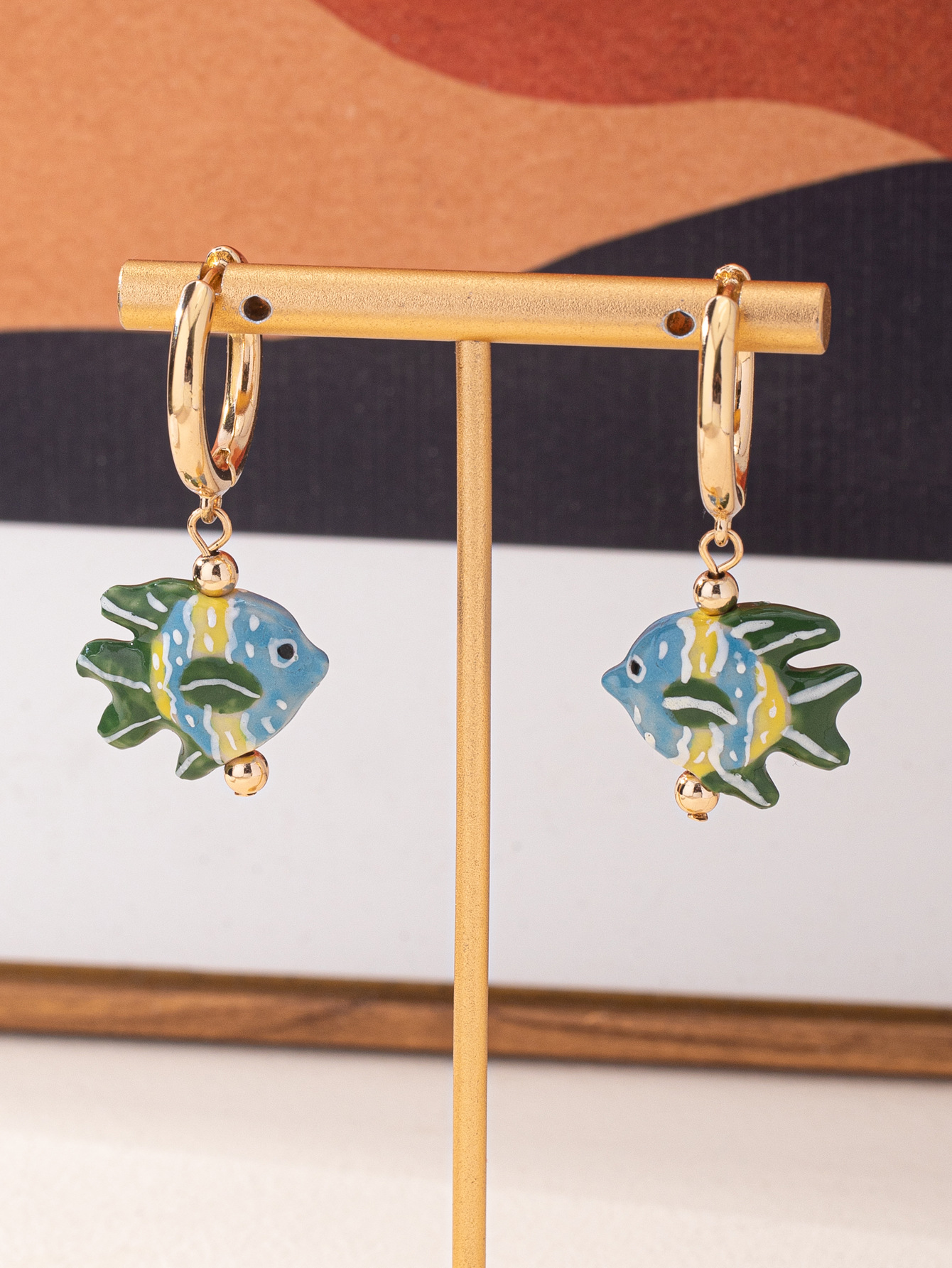 1 Pair Fish Cute Ceramics Drop Earrings display picture 6