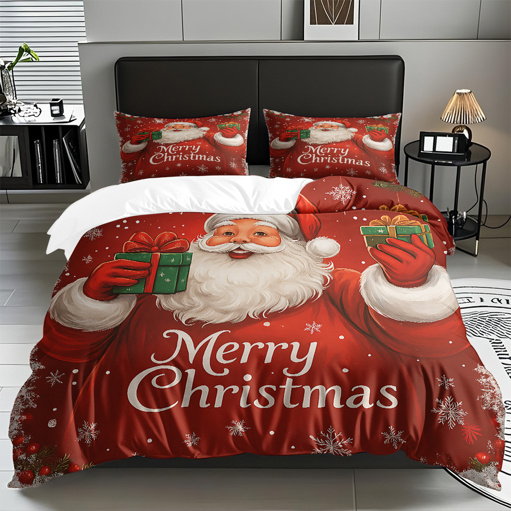 TEMU / JIT impresión digital transfronteriza HD Navidad pro piel suave colcha de cama kit para diseñar venta directa de fábrica
