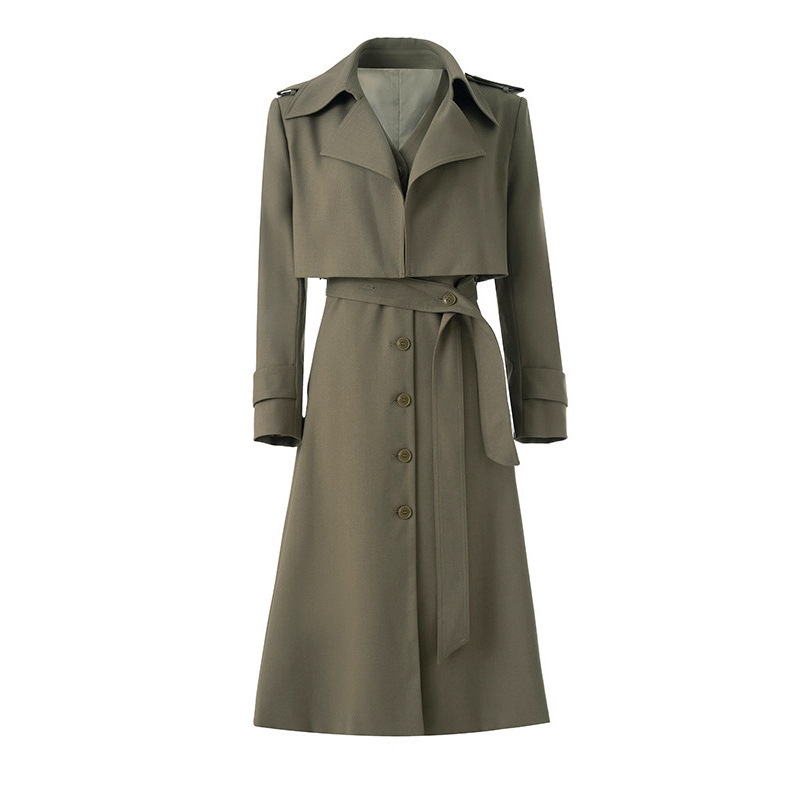 Windbreaker Dress for Women 2025 Spring & Fall New British Style High-End Elegant Mid-Length Windbreaker Two-Piece Set