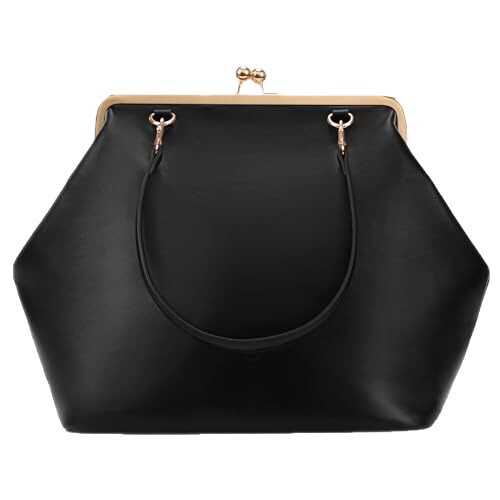 Kiss-Lock Women's Medium-Sized Lock Bag with Top Handle, Crossbody Handbag, Shoulder Bag, Wallet, Messenger Shell Bag