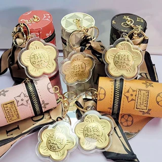 黄金手机挂件钥匙扣足金999含金有钱花平安喜乐礼盒伴手礼小礼品