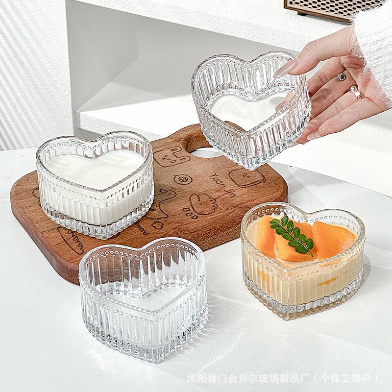 ins爱心形碗桃心碗少女心甜品冰淇淋碗女生高颜值玻璃雪糕布丁碗