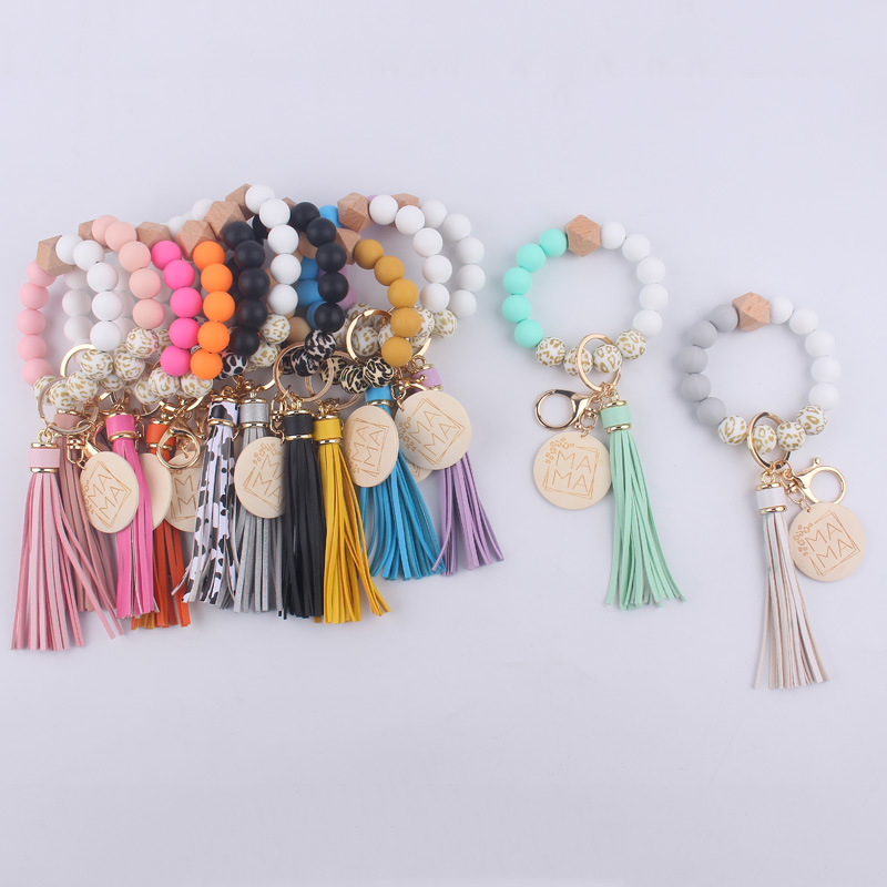 Keychain Classification 1 Piece Quantity Simple Style Letter Silica Gel Beaded Mother's Day Women's Keychain