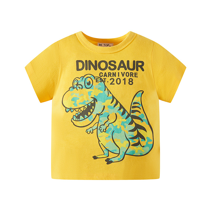 Camiseta de manga corta de algodón puro para niños, estilo fino de verano 2025, cuello redondo para bebés, ropa infantil de media manga al por mayor, dropshipping disponible.