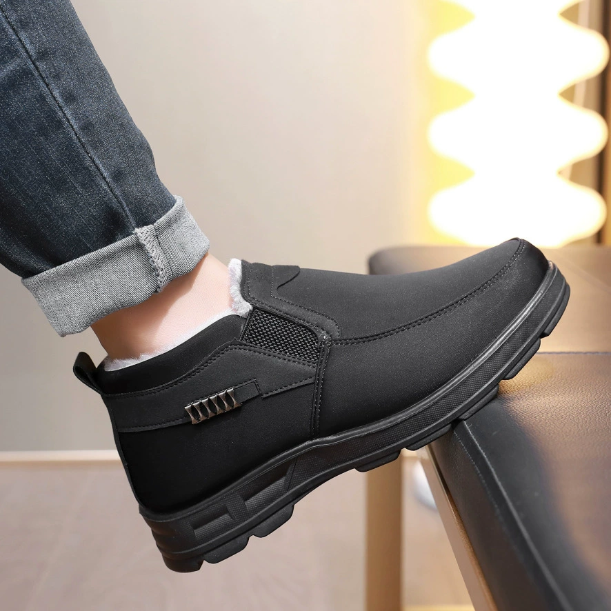 Тканевая обувь Old Beijing, Мужская хлопчатобумажная обувь, зимняя обувь для отца, среднего и пожилого возраста, непромокаемая Нескользящая теплая Толстая обувь на флисовой подкладке для пожилых людей