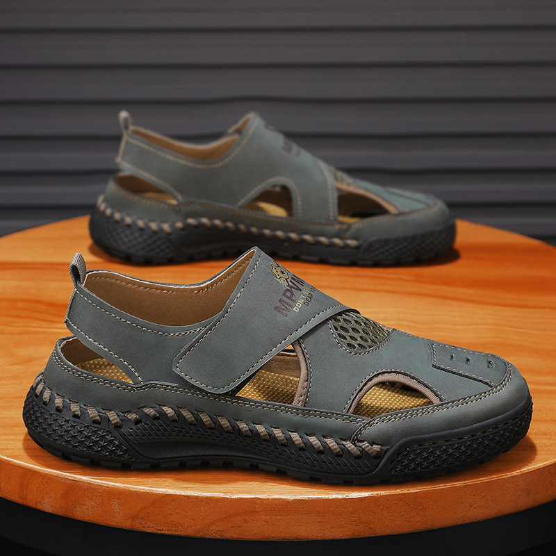 網面鞋男2024新款夏季鏤空透氣男鞋網眼軟底輕便一腳蹬沙灘鞋涼鞋