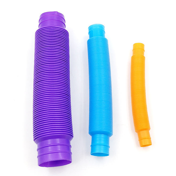 跨境pop tube彩色拉伸塑料波紋解壓管發泄伸縮管減壓玩具批發