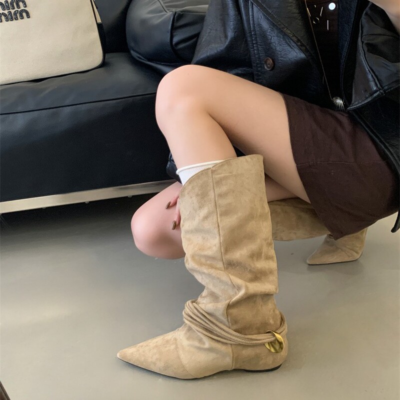 、~小众猫跟西部靴翻折堆堆靴秋冬新款时尚气质百搭短靴女潮|undefined