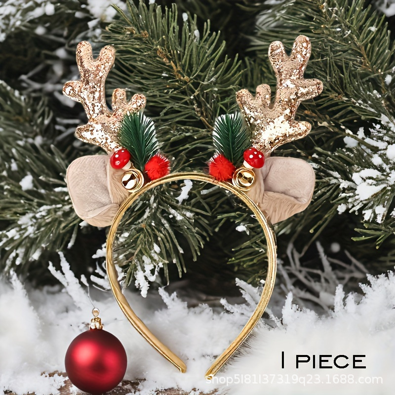 クリスマスヘッドバンドヘラジカの角キノコベルヘッドバンドクリスマス装飾子供のヘッドバックルパーティー装飾用品|undefined