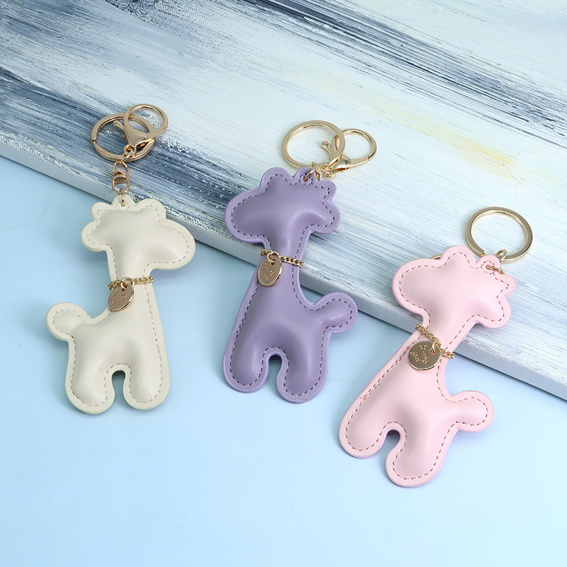Giraffe Pu Cartoon Keychain Fashion Bag Pendant Couple Accessory Car Keychain Wholesale Ins Style