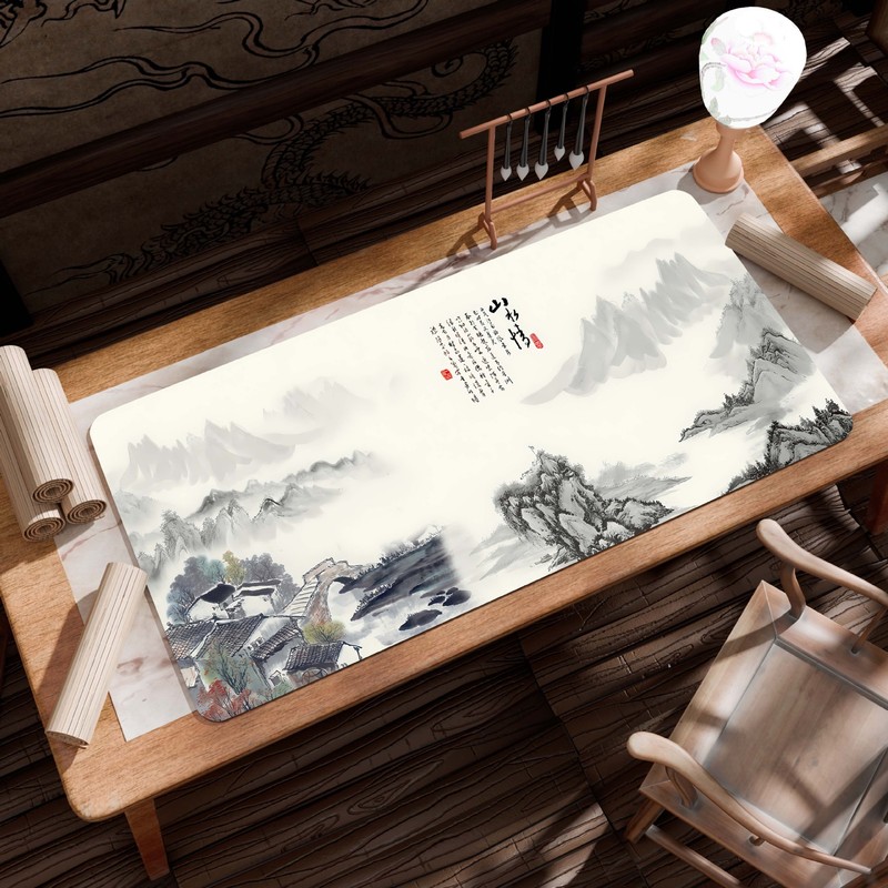 特大古画風景柄マウスパッド、キーボードパッド、特大厚手縁取りオフィスデスクパッド、ワンピース販売|undefined