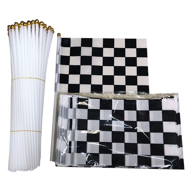 Флаг гонщика 14*21 см оптом в наличии, флаг 5,5*8 дюймов, черно-белый клетчатый, номер 8, маленький флаг с флагштоком