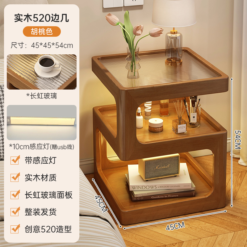 Mesa de cabecera de madera sólida pequeña habitación doméstica simple gabinete de almacenamiento de cabecera de cama moderna simple y creativa estante de cabecera de cama