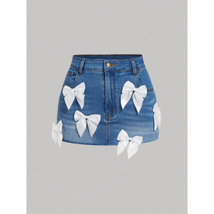 B 93616 Girls Embroidered Denim Shorts Ůͯ�̽�ţ�ж�ѝ